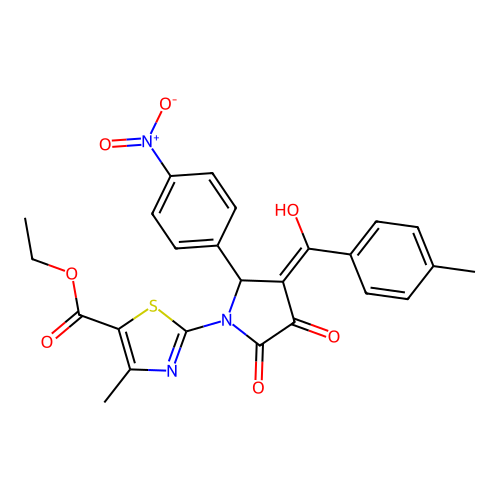 ethyl 2-(3-hydroxy-4-(4-methylbenzoyl)-5-(4-nitrophenyl)-2-oxo-2,5-dihydro-1H-pyrrol-1-yl)-4-methylthiazole-5-carboxylate structure