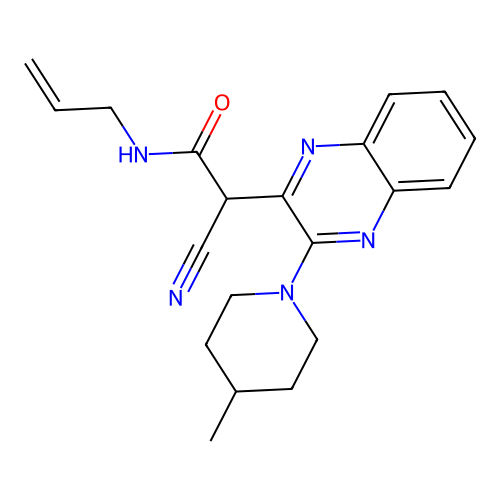 N-allyl-2-cyano-2-(3-(4-methylpiperidin-1-yl)quinoxalin-2-yl)acetamide structure