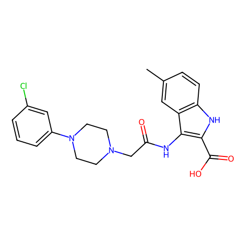 3-[[2-[4-(3-chlorophenyl)piperazin-1-yl]acetyl]amino]-5-methyl-1H-indole-2-carboxylic Acid structure