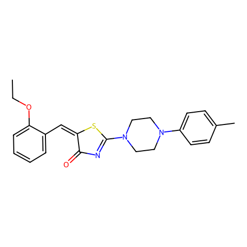 (5E)-5-(2-ethoxybenzylidene)-2-[4-(4-methylphenyl)piperazin-1-yl]-1,3-thiazol-4(5H)-one structure