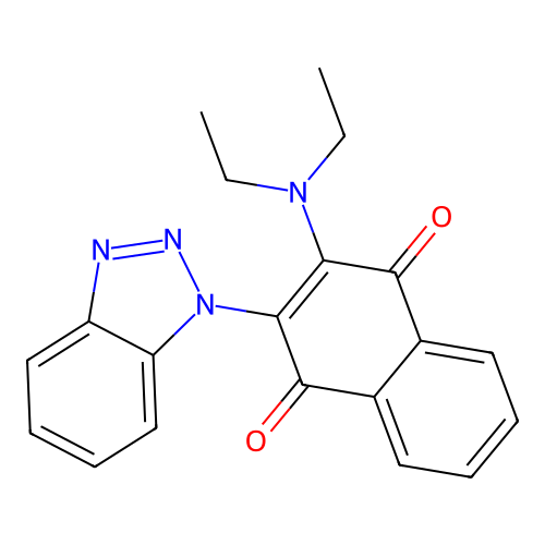 3-Benzotriazolyl-2-(diethylamino)naphthalene-1,4-dione structure