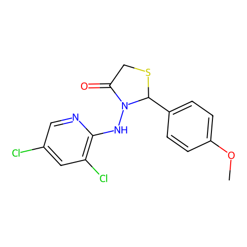 3-[(3,5-Dichloropyridin-2-yl)amino]-2-(4-methoxyphenyl)-1,3-thiazolidin-4-one structure