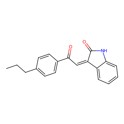 (Z)-3-(2-oxo-2-(4-propylphenyl)ethylidene)indolin-2-one structure