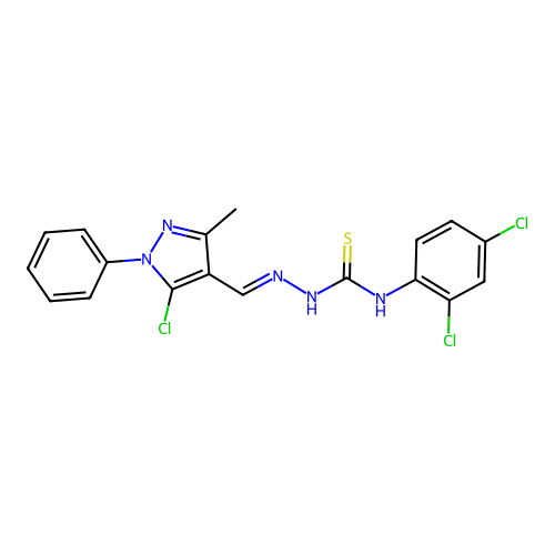(2E)-2-[(5-chloro-3-methyl-1-phenyl-1H-pyrazol-4-yl)methylidene]-N-(2,4-dichlorophenyl)hydrazinecarbothioamide structure