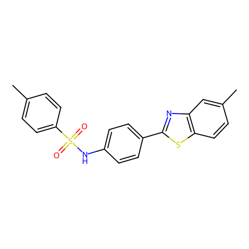4-methyl-N-[4-(5-methyl-1,3-benzothiazol-2-yl)phenyl]benzenesulfonamide structure