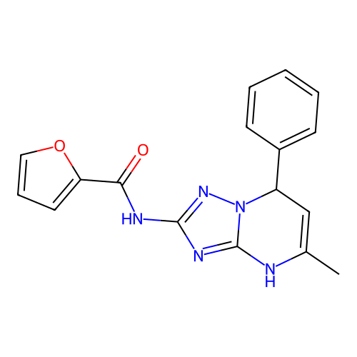 N-(5-methyl-7-phenyl-4,7-dihydro[1,2,4]triazolo[1,5-a]pyrimidin-2-yl)-2-furamide structure