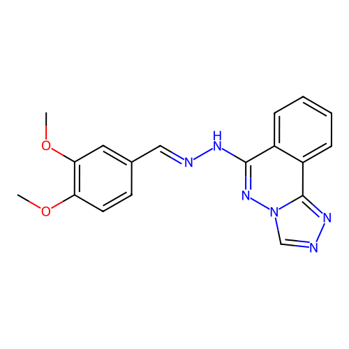 (E)-6-(2-(3,4-dimethoxybenzylidene)hydrazinyl)-[1,2,4]triazolo[3,4-a]phthalazine structure