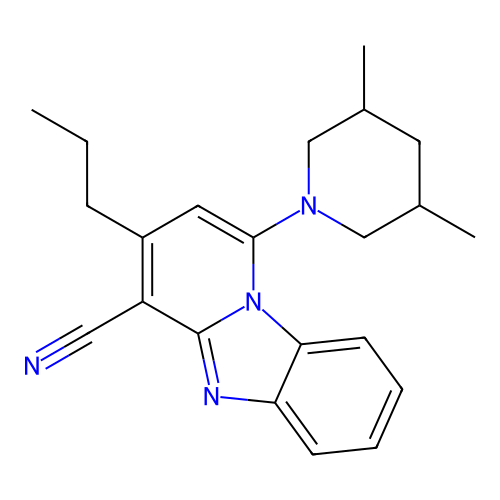 1-(3,5-Dimethylpiperidin-1-yl)-3-propylpyrido[1,2-a]benzimidazole-4-carbonitrile structure
