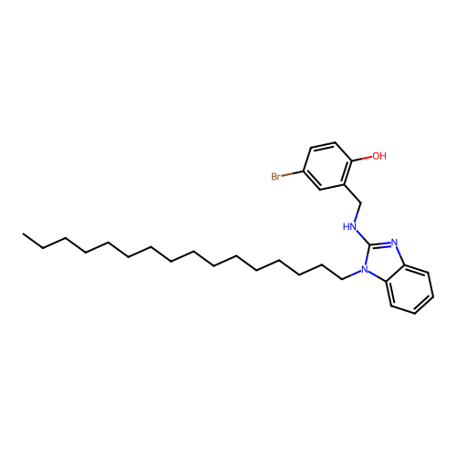 4-bromo-2-(((1-hexadecyl-1H-benzo[d]imidazol-2-yl)amino)methyl)phenol structure