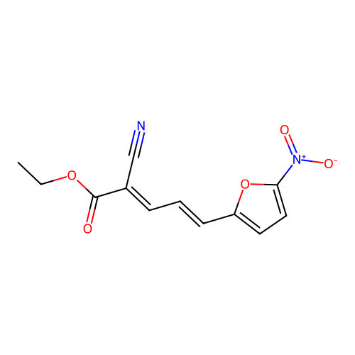ethyl (2E,4E)-2-cyano-5-(5-nitrofuran-2-yl)penta-2,4-dienoate structure
