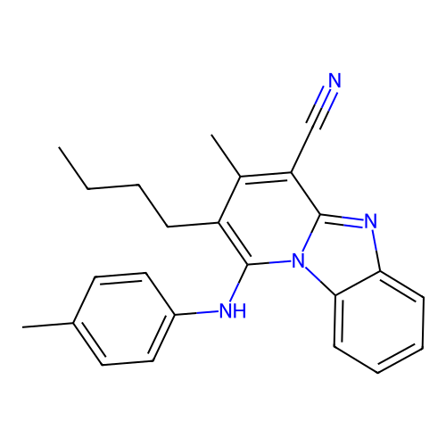 2-butyl-3-methyl-1-[(4-methylphenyl)amino]pyrido[1,2-a]benzimidazole-4-carbonitrile structure
