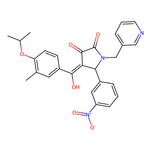 (4E)-4-[hydroxy-(3-methyl-4-propan-2-yloxyphenyl)methylidene]-5-(3-nitrophenyl)-1-(pyridin-3-ylmethyl)pyrrolidine-2,3-dione structure