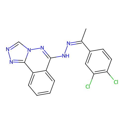 (Z)-6-(2-(1-(3,4-dichlorophenyl)ethylidene)hydrazinyl)-[1,2,4]triazolo[3,4-a]phthalazine structure