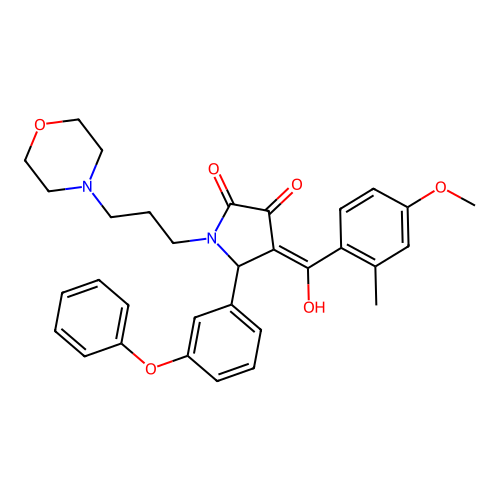 (4E)-4-[hydroxy-(4-methoxy-2-methylphenyl)methylidene]-1-(3-morpholin-4-ylpropyl)-5-(3-phenoxyphenyl)pyrrolidine-2,3-dione structure