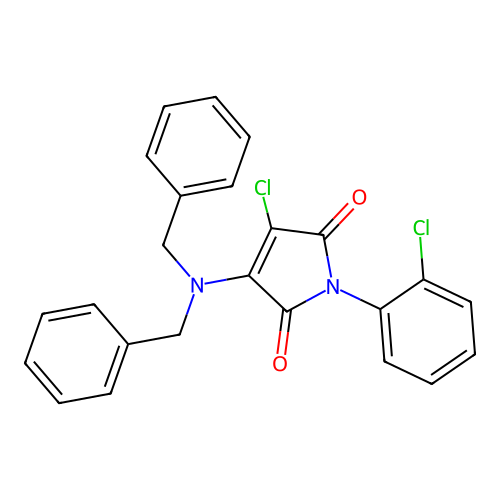 3-chloro-1-(2-chlorophenyl)-4-(dibenzylamino)-1H-pyrrole-2,5-dione structure