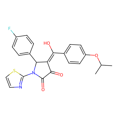 5-(4-fluorophenyl)-3-hydroxy-4-[4-(propan-2-yloxy)benzoyl]-1-(1,3-thiazol-2-yl)-2,5-dihydro-1H-pyrrol-2-one structure