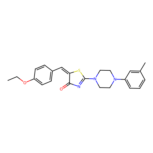 (5E)-5-(4-ethoxybenzylidene)-2-[4-(3-methylphenyl)piperazin-1-yl]-1,3-thiazol-4(5H)-one structure
