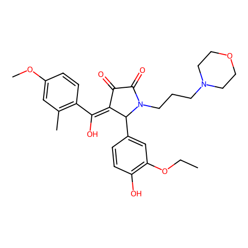 (4E)-5-(3-ethoxy-4-hydroxyphenyl)-4-[hydroxy-(4-methoxy-2-methylphenyl)methylidene]-1-(3-morpholin-4-ylpropyl)pyrrolidine-2,3-dione structure