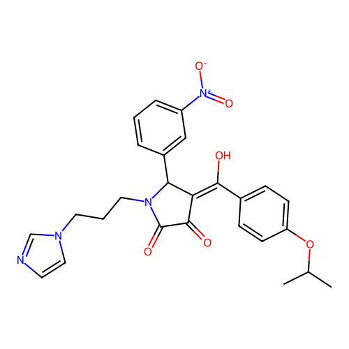 (4E)-4-[hydroxy-(4-propan-2-yloxyphenyl)methylidene]-1-(3-imidazol-1-ylpropyl)-5-(3-nitrophenyl)pyrrolidine-2,3-dione structure