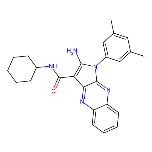 2-amino-N-cyclohexyl-1-(3,5-dimethylphenyl)-1H-pyrrolo[2,3-b]quinoxaline-3-carboxamide structure