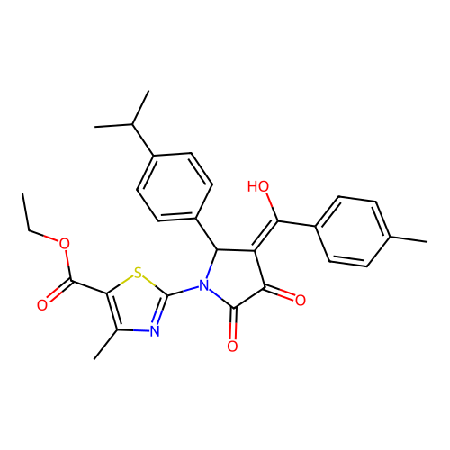 ethyl 2-(3-hydroxy-5-(4-isopropylphenyl)-4-(4-methylbenzoyl)-2-oxo-2,5-dihydro-1H-pyrrol-1-yl)-4-methylthiazole-5-carboxylate structure