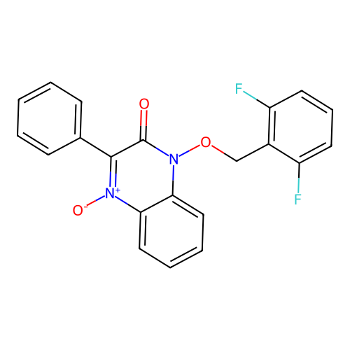 1-[(2,6-difluorobenzyl)oxy]-3-phenylquinoxalin-2(1H)-one 4-oxide structure
