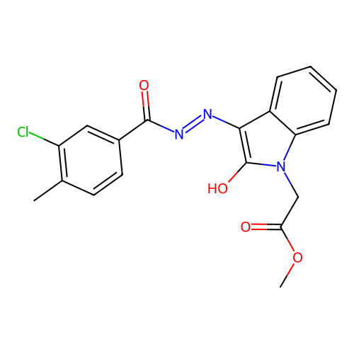 (E)-methyl 2-(3-(2-(3-chloro-4-methylbenzoyl)hydrazono)-2-oxoindolin-1-yl)acetate structure