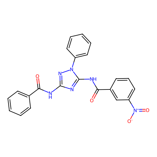 N-(3-benzamido-1-phenyl-1H-1,2,4-triazol-5-yl)-3-nitrobenzamide structure