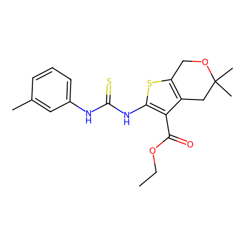 ethyl 5,5-dimethyl-2-(3-(m-tolyl)thioureido)-5,7-dihydro-4H-thieno[2,3-c]pyran-3-carboxylate structure