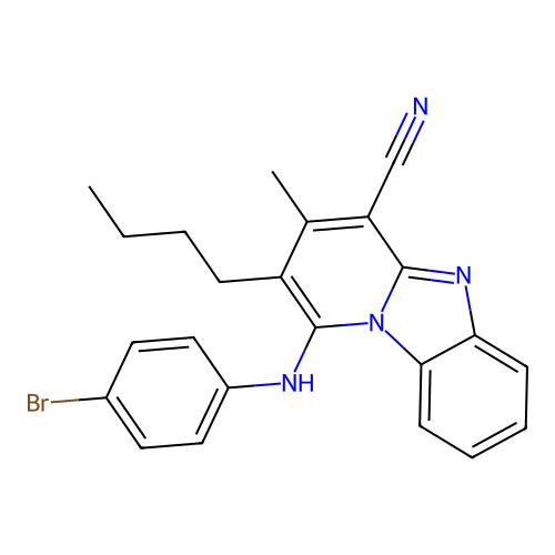 1-[(4-bromophenyl)amino]-2-butyl-3-methylpyrido[1,2-a]benzimidazole-4-carbonitrile structure
