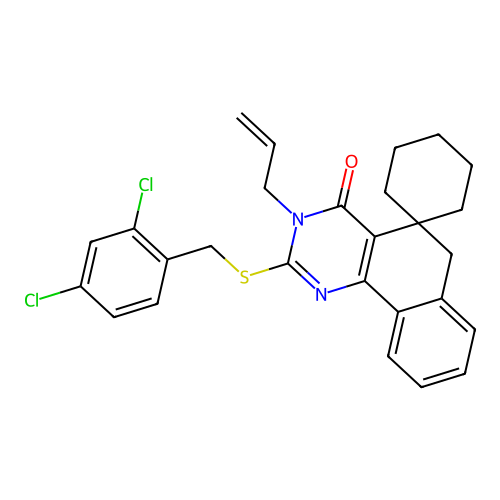 2-[(2,4-dichlorobenzyl)sulfanyl]-3-(prop-2-en-1-yl)-3H-spiro[benzo[h]quinazoline-5,1'-cyclohexan]-4(6H)-one structure