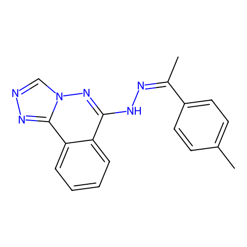 (Z)-6-(2-(1-(p-tolyl)ethylidene)hydrazinyl)-[1,2,4]triazolo[3,4-a]phthalazine structure