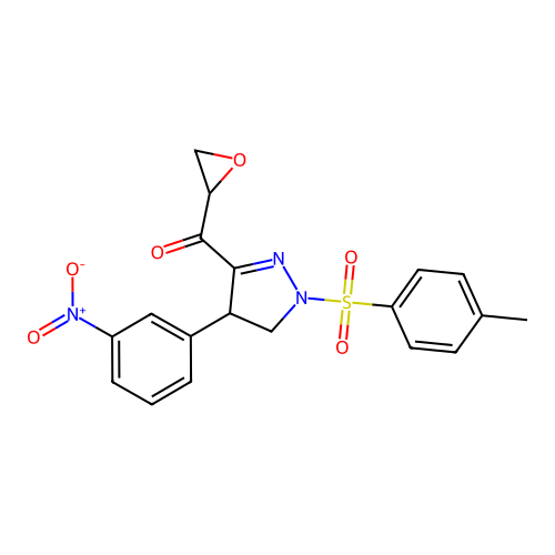 [4-(3-Nitro-phenyl)-1-(toluene-4-sulfonyl)-4,5-dihydro-1H-pyrazol-3-yl]-oxiranyl-methanone structure