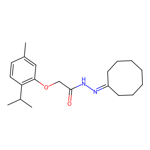 N'-cyclooctylidene-2-[5-methyl-2-(propan-2-yl)phenoxy]acetohydrazide structure