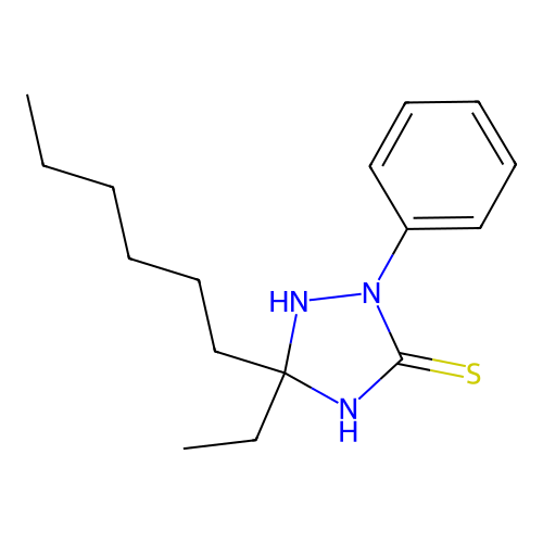 5-Ethyl-5-hexyl-2-phenyl-1,2,4-triazolidine-3-thione structure