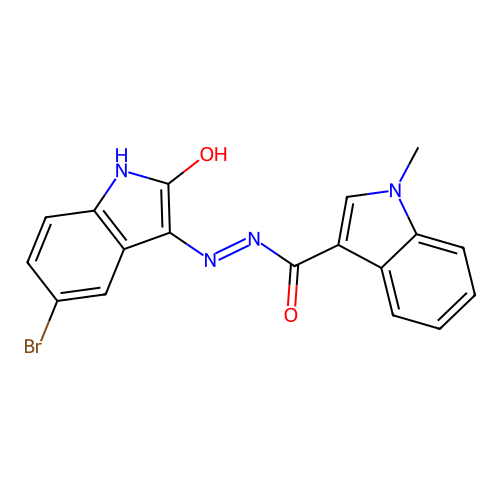 (E)-N'-(5-bromo-2-oxoindolin-3-ylidene)-1-methyl-1H-indole-3-carbohydrazide structure