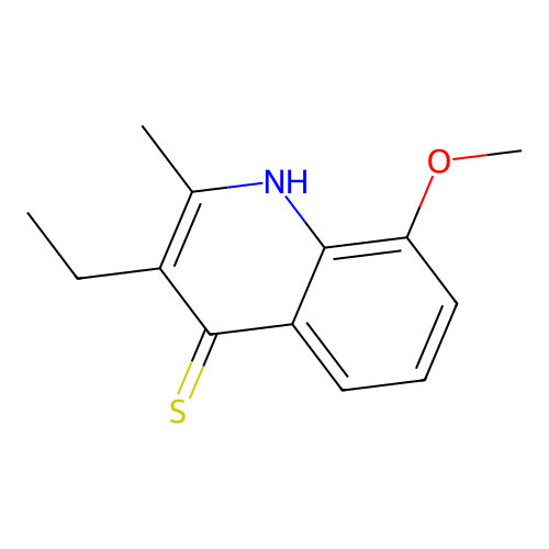 3-ethyl-8-methoxy-2-methylquinoline-4(1H)-thione structure