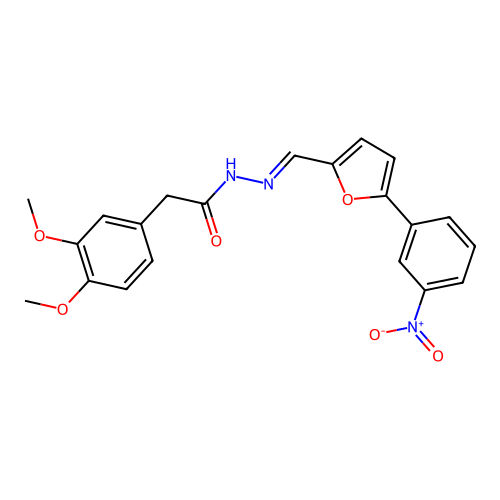 (E)-2-(3,4-dimethoxyphenyl)-N'-((5-(3-nitrophenyl)furan-2-yl)methylene)acetohydrazide structure