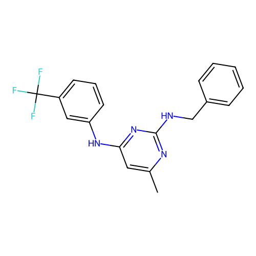 N~2~-benzyl-6-methyl-N~4~-[3-(trifluoromethyl)phenyl]pyrimidine-2,4-diamine structure