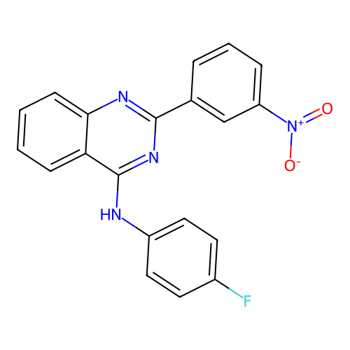 N-(4-fluorophenyl)-2-(3-nitrophenyl)quinazolin-4-amine structure