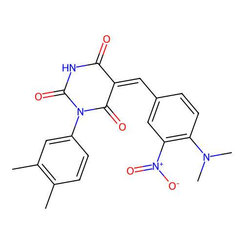 5-[4-(dimethylamino)-3-nitrobenzylidene]-1-(3,4-dimethylphenyl)-2,4,6(1H,3H,5H)-pyrimidinetrione structure
