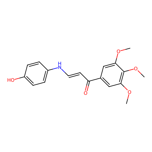 (2E)-3-[(4-hydroxyphenyl)amino]-1-(3,4,5-trimethoxyphenyl)prop-2-en-1-one structure