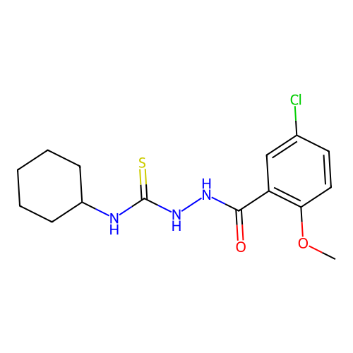 2-[(5-chloro-2-methoxyphenyl)carbonyl]-N-cyclohexylhydrazinecarbothioamide structure