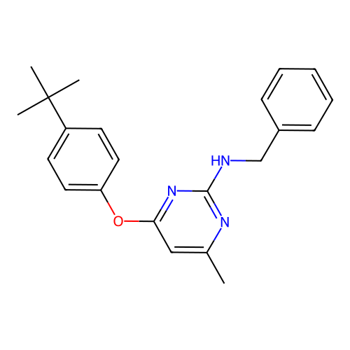 N-benzyl-4-(4-tert-butylphenoxy)-6-methylpyrimidin-2-amine structure