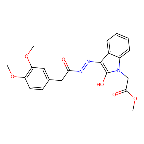 (Z)-methyl 2-(3-(2-(2-(3,4-dimethoxyphenyl)acetyl)hydrazono)-2-oxoindolin-1-yl)acetate structure