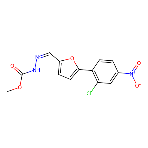 Methyl 2-{[5-(2-chloro-4-nitrophenyl)-2-furyl]methylene}hydrazinecarboxylate structure
