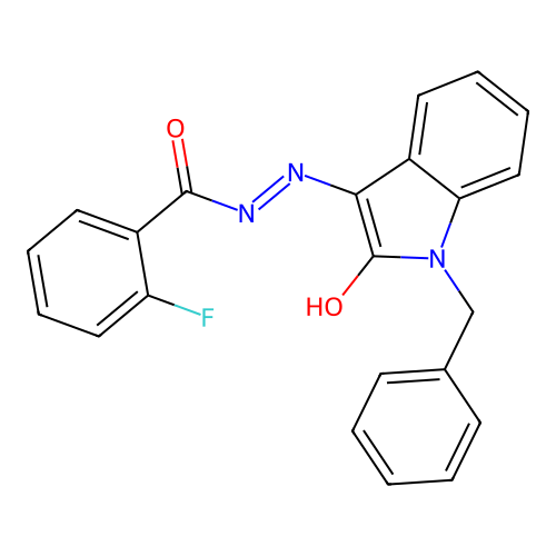 N'-[(3Z)-1-benzyl-2-oxo-1,2-dihydro-3H-indol-3-ylidene]-2-fluorobenzohydrazide structure