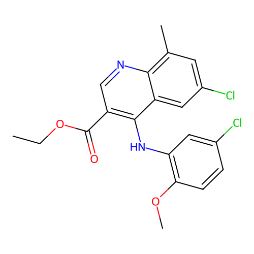 ethyl 6-chloro-4-[(5-chloro-2-methoxyphenyl)amino]-8-methylquinoline-3-carboxylate structure