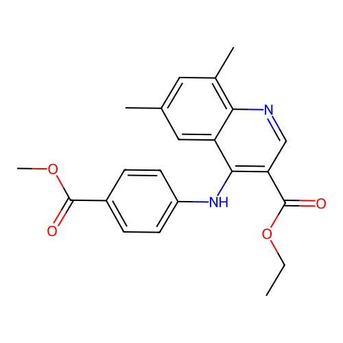 Ethyl 4-{[4-(methoxycarbonyl)phenyl]amino}-6,8-dimethylquinoline-3-carboxylate structure
