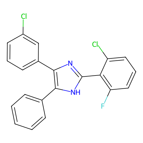 2-(2-chloro-6-fluorophenyl)-4-(3-chlorophenyl)-5-phenyl-1H-imidazole structure
